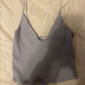baby blue spaghetti strap cropped top from Garage